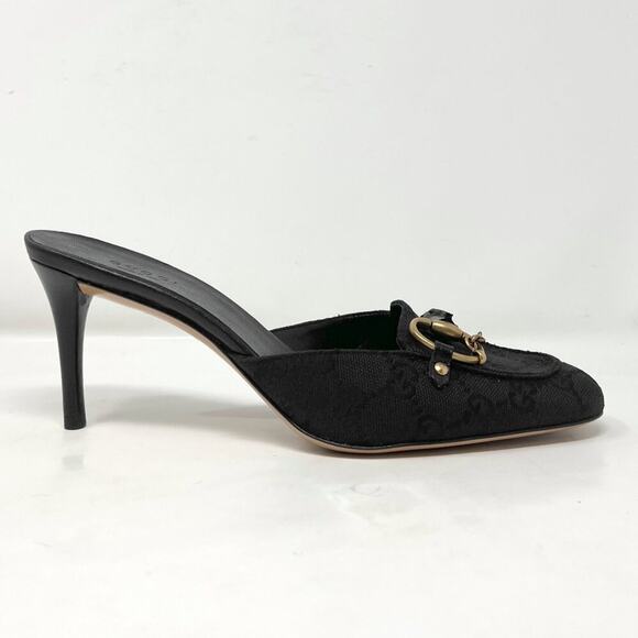 Gucci Retro Monogram Canvas Mule Pumps with Horsebit Chain – Size 37.5C - Picture 7 of 10